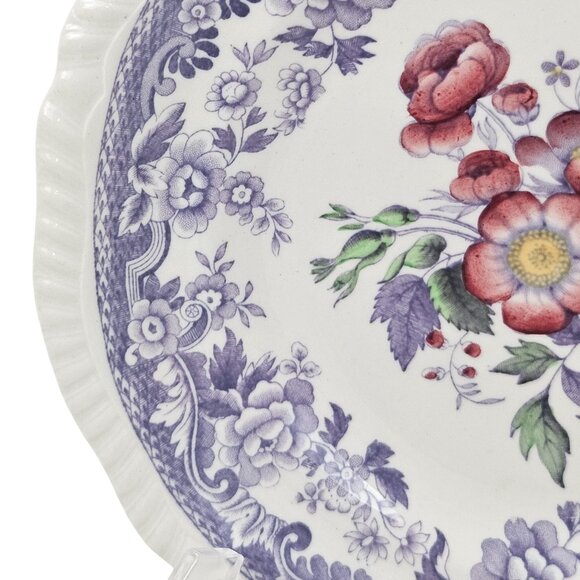 Copeland Spode Mayflower 2 Salad Plates Floral Lavender Border Vintage England - Picture 6 of 11